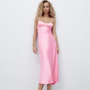 Zara satin effect cut out dress ASO tiktok and GMA XXL